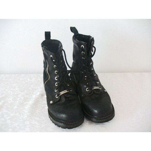 Harley-Davidson Shoes - Harley Davidson Motorcycle Boots 32041 Zip Up Black Leather Women's 7.5M